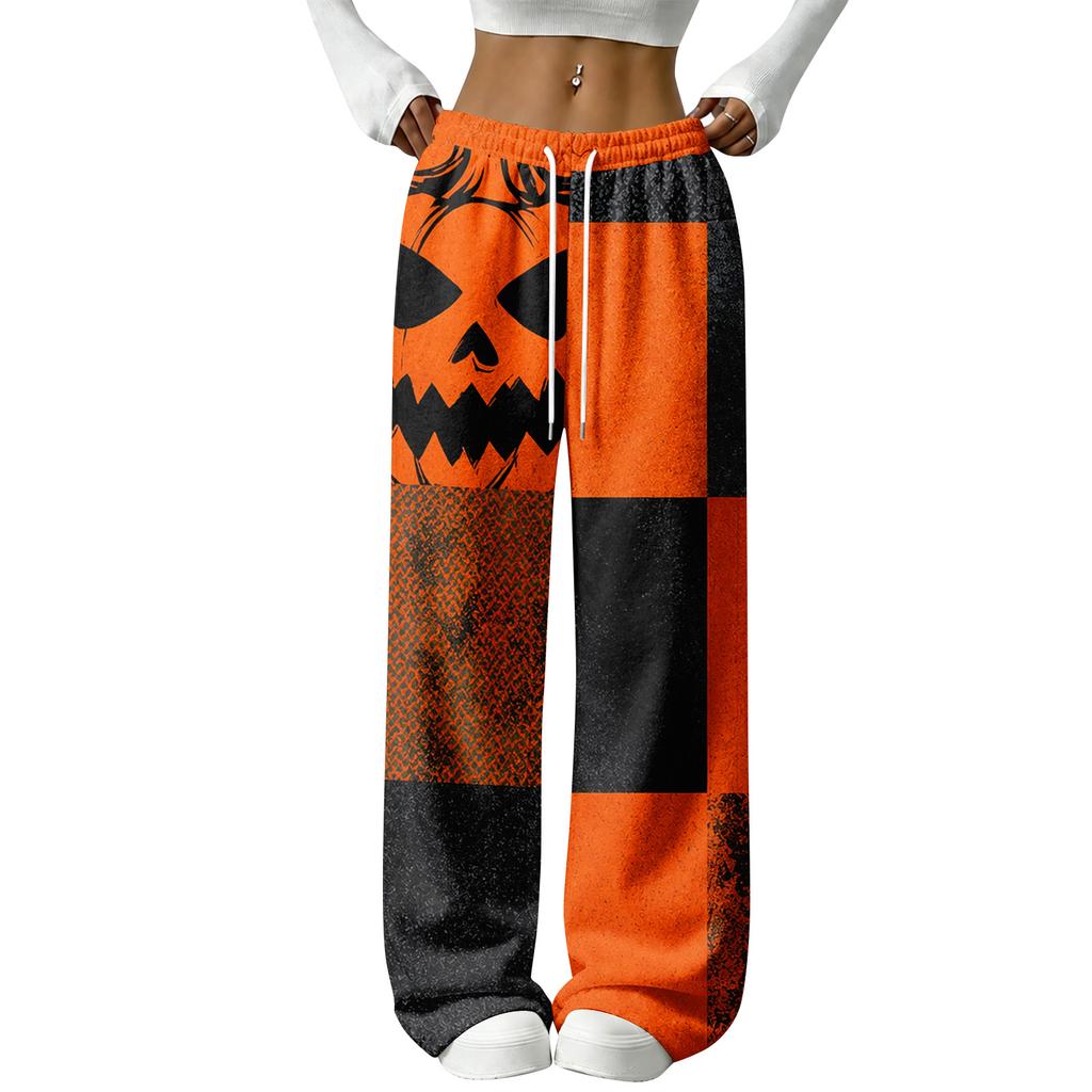 Women's Straight Leg Flannel Pajama Pants for Halloween Comfortable Wear