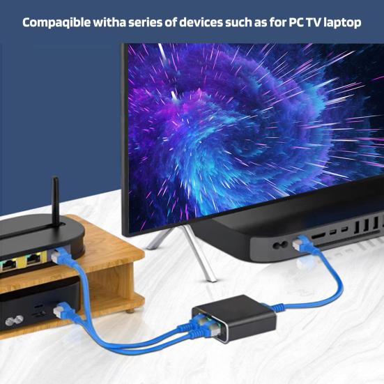 Ethernet Splitter 100Mbps High Speed Network Distributor Universal Plug-Play Gigabit Ethernet Splitter LAN Splitter with USB