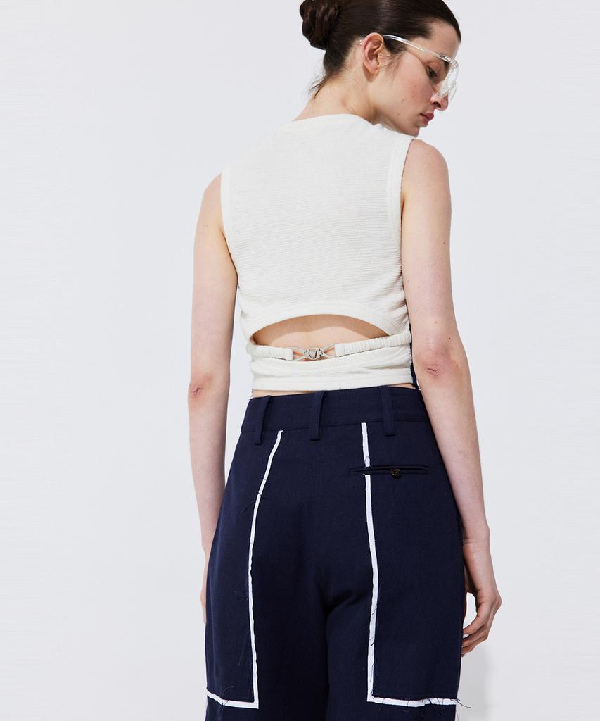 WNDERKAMMER Color-Block Point Linen Trousers_Navy