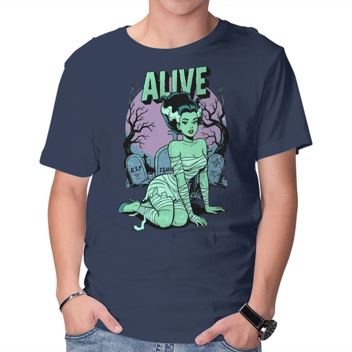 Unisex Crew Neck T-Shirt Horror Pinup Graphic Short Sleeve Casual Tee XXXXL