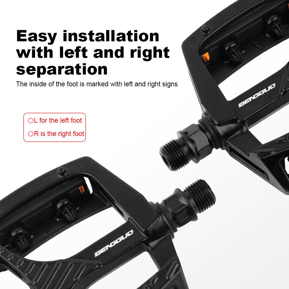 Ultralight Bicycle Pedals Aluminum Alloy Bicycle Platform Pedal Anti-Slip Cycling Bearing Pedals with Reflector for Night Riding