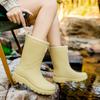 New medium and high tube rain shoes women's fashion integrated velvet cotton rain boots adult non-slip waterproof women's water shoes