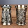 Vintage Grail, Alloy Relief Carved Pharaoh Drinking Tumbler, European Portable Mini Vodka Cup, Wine Cabinet Home Decoration,1pcs
