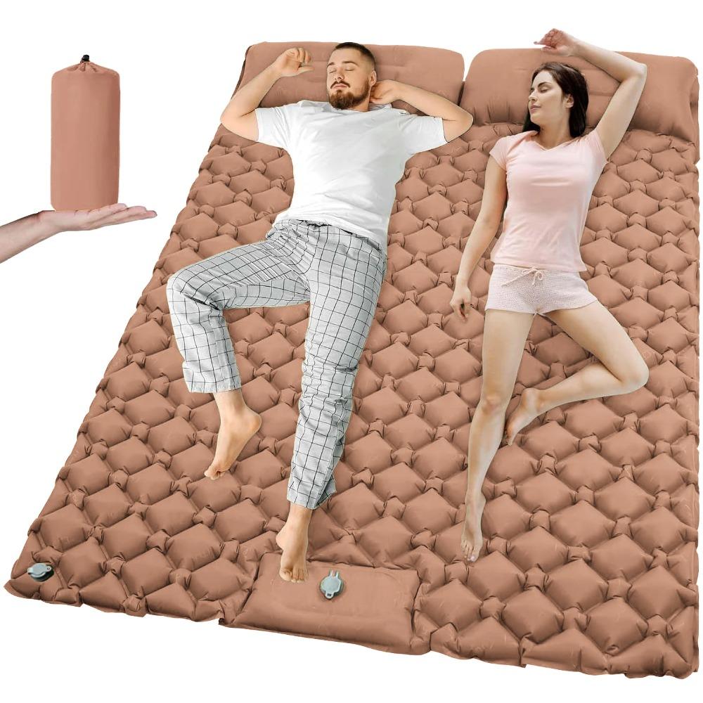 Outdoor Camping Double Inflatable Mattress Extra Wide Sleeping Pad Ultralight Folding Bed Sleeping Mat Car Travel Mat