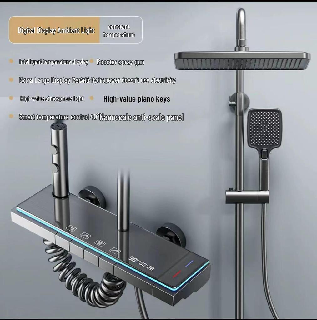 Modern Smart Constant Temperature Shower Faucet Set - Complete Pressurized Shower System for Household Use.