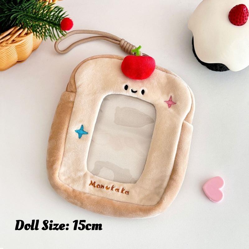 

Cartoon Strawberry Plush Storage Bags for 15cm Doll Kawaii Apple Transparent Doll Carrier Display Storage Bags with Chain New