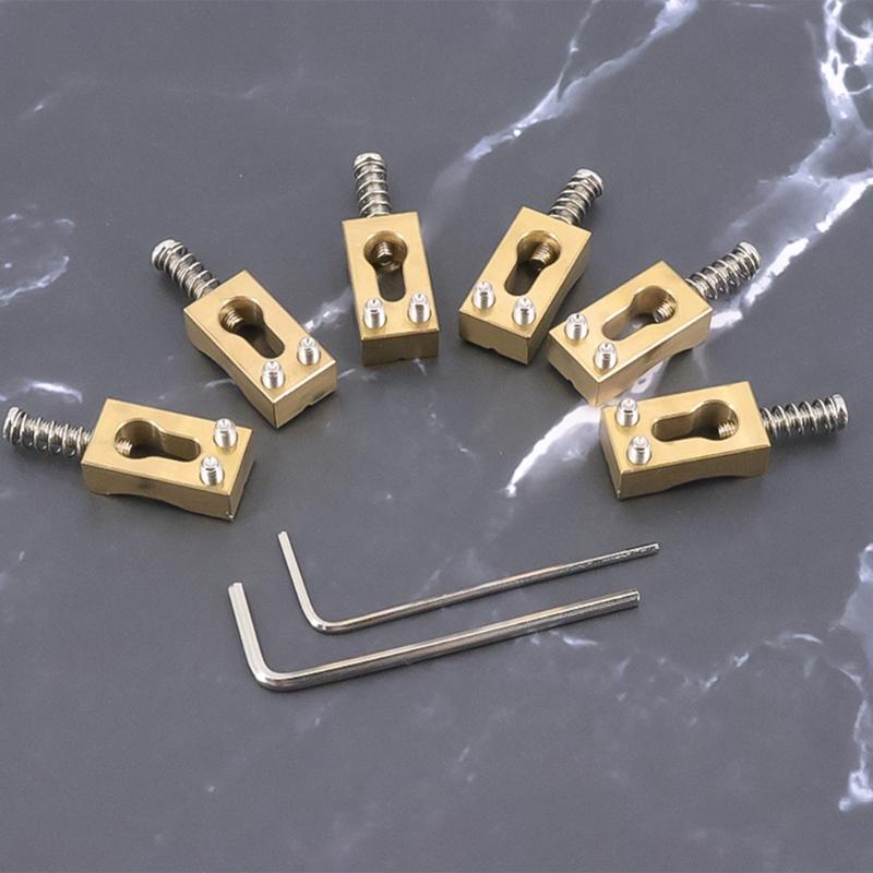 6Pcs Guitar Tremolo Bridge Saddles Brass Vibrato Bridge Saddles Replacement Electric Guitar Gourd Bridge Saddles Enduring