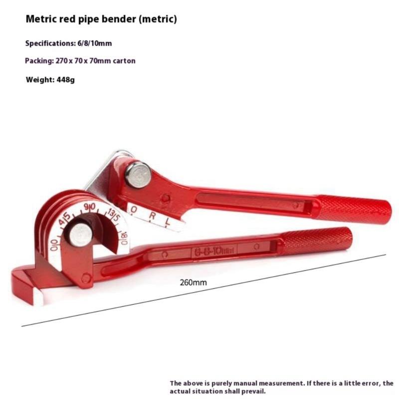 3 In 1 Manual Tube Bender Tool For 1/4Inch 5/16Inch 3/8Inch Soft Metal Pipes 0-180 Degree Angle Ergonomic Grip Hand Tool