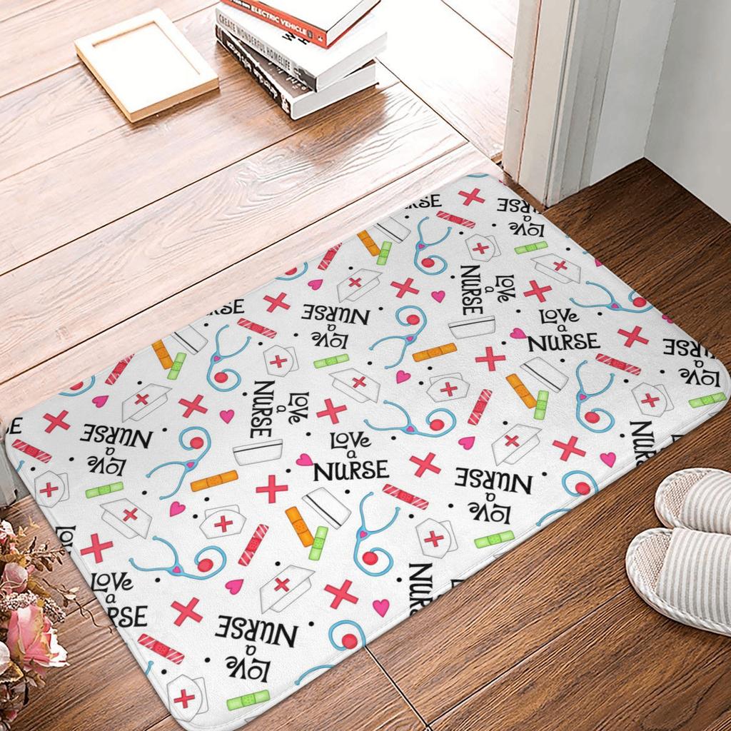 Cartoon Doctors Nurse Door Floor Bath Mats Anti-Slip Indoor Nursing Medical Pattern Doormat Garden Entrance Rug Carpet Footpad