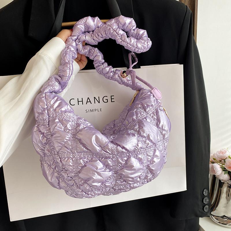 IELGY Korean Pleated Cloud Bag Dumpling Bag High-End Feel Bright Color One-Shoulder Armpit Fashion Commuter Messenger Bag