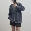 Autumn and Winter New Tops Contrasting Colors Striped Knitted Cardigan Women's Loose Sweater Design Sense Women's Hoodie Jacket