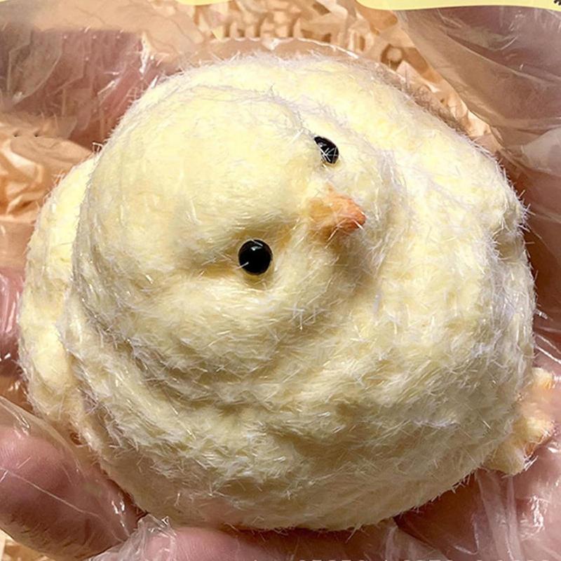 Yellow Big Chicken Plush Silicone SquishyPinching Toys Cute Hen Chicks Taba Squeezing Toy Fuzzy Fidget Toy Release Hand Stress