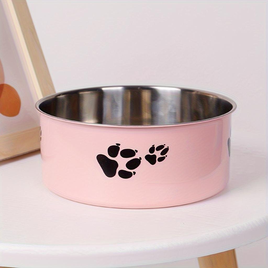 Stainless Steel Dog Bowl Paw Print Dog Feeder Bowl Easy To Clean Non-Slip Dog Water Drinking Basin