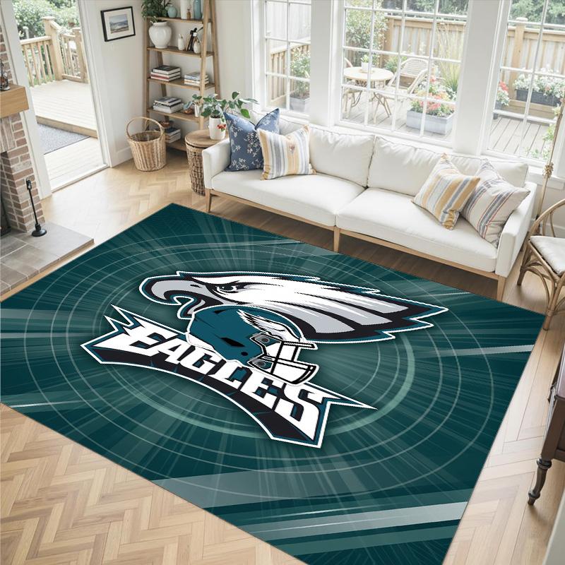 Tappeto in Cristallo Velluto Design Philadelphia Eagles Accogliente Non?Tappeto Stampato Antiscivolo per Camera da Letto Soggiorno Ingresso