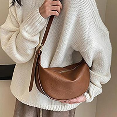 Trendy Dumpling Shoulder Bags for Women Simple PU Leather Crossbody Bags Versatile Ladies Large Capacity Handbags Purses