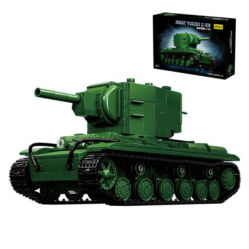 1321pcs Soviet KV-2 Heavy Tank NO.97005 Model MOC Building Blocks Historical Military Collectible Educational Toy