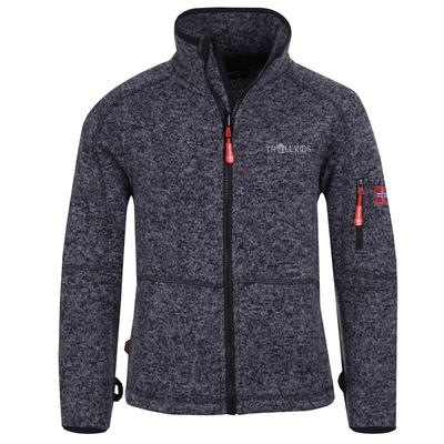 Children's Fleece Jacket TrollKids Jondalen Jacket Black Zip-up with Stand-up Collar Black (802-607)