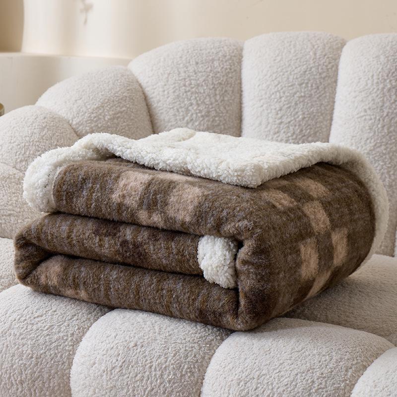 Double-Layer Lamb Wool Cashmere Blanket - Thick Warm Nap & Sofa Cover