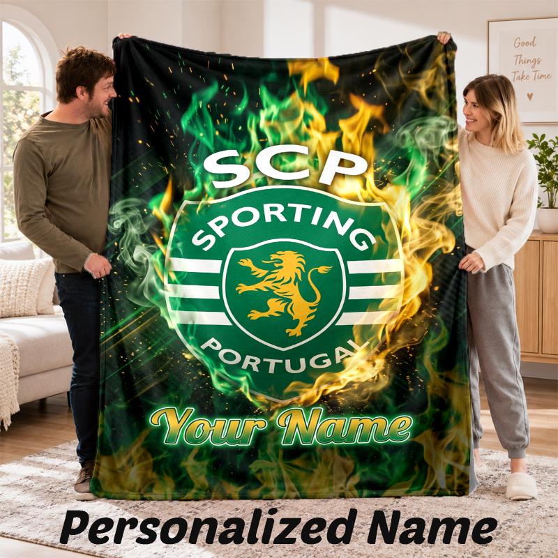 Sporting CP Personalized Flannel Blanket Custom Name Text Soft Throw Blanket Home Decor