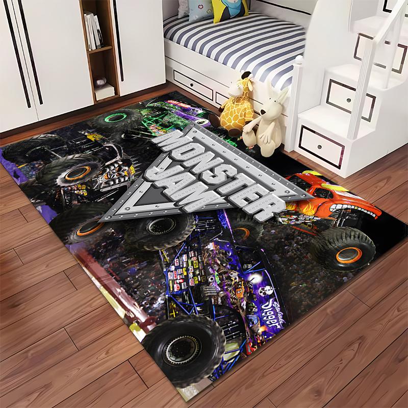 Monster Trucks Motiv Teppich Rutschfester Teppich geeignet für Wohnzimmer- und Schlafzimmer-Sofas.