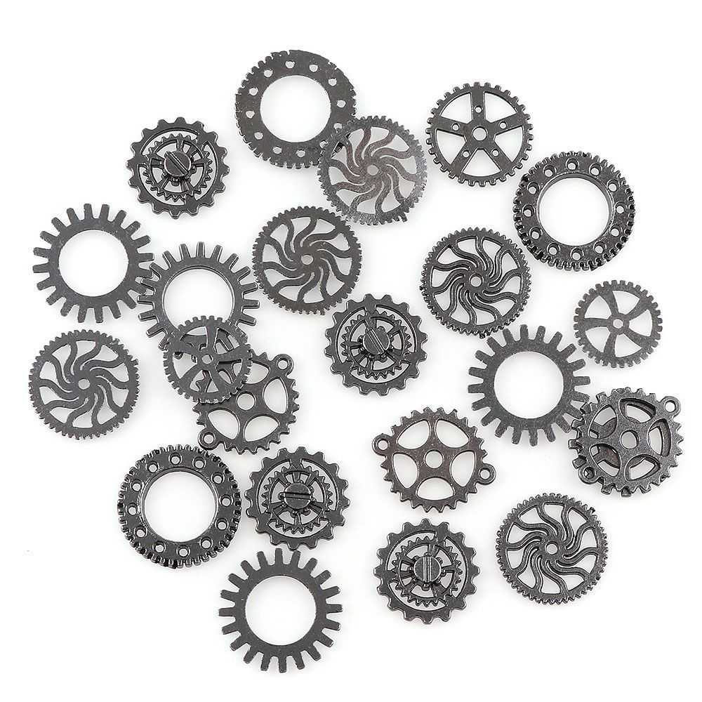 50Gram DIY Assorted Color Antique Metal Steampunk Gears Charms Pendant Clock Watch Wheel Gear Crafting, Jewelry Making Accessory
