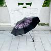 Antiuv Sun Rain Protection Windproof Flower Parasols 3 Folding Umbrella