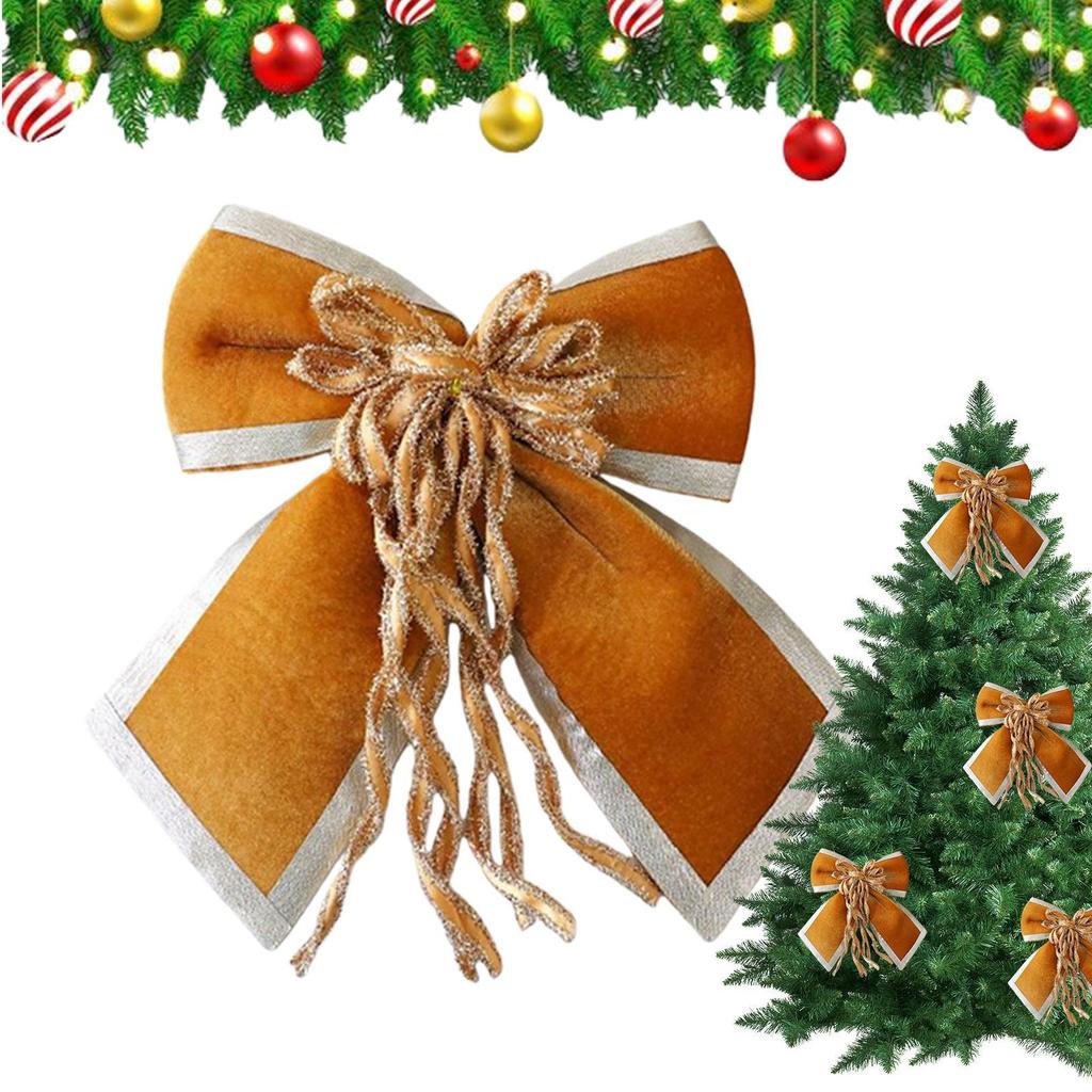 Velvet Fabric Bow Christmas Tree Decoration Velvet Vintage Ribbon Christmas Tree Bow Ornaments Home Decor For Holiday Wedding
