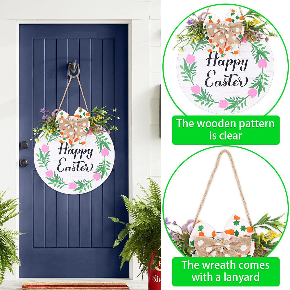 Cheerful Easter Wooden Decoration Sign With Beautiful Rabbit Artwork And Colorful Accents Egg