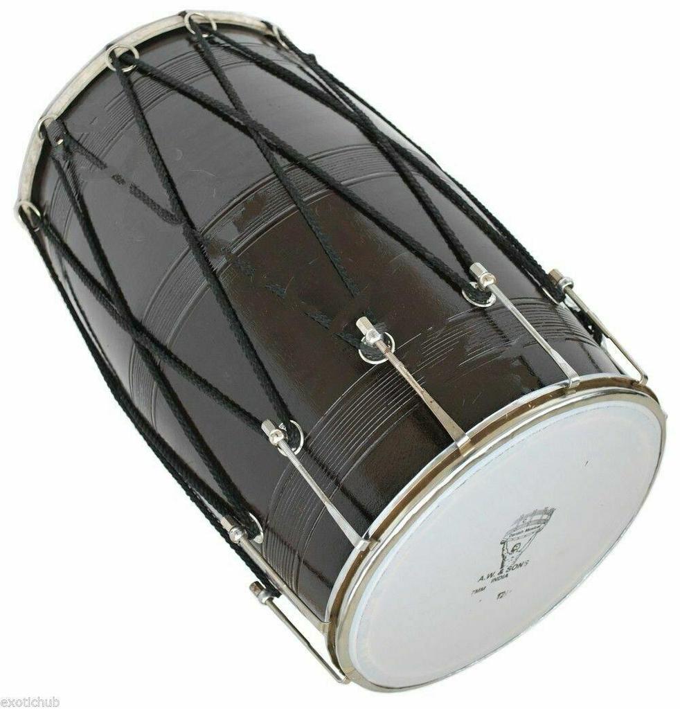 Indian Musical Punjabi Bhangra Dhol Wedding Instrument – Handcrafted Mango Wood Musical Drum