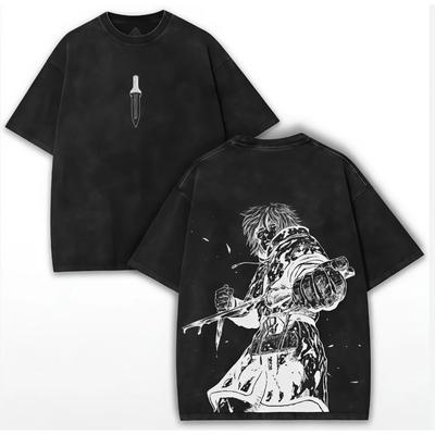 Camiseta Lavada Vinland Saga Novo Modelo Camiseta para Amantes de Anime Oversize Roupa para Todas as Estações Unissex Streetwear Y2k Macia
