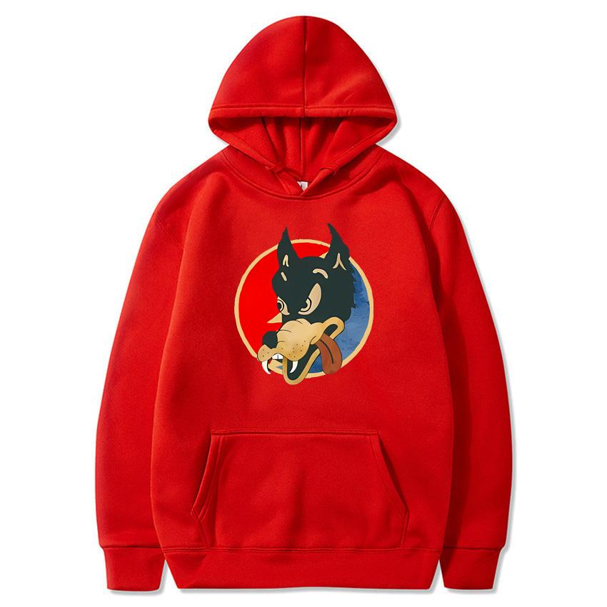 2025 Autumn/Winter Solid Color Wolf Head Classic Hoodie Men's Daily Casual Harajuku Hoodie Y2K Street Wear Warm Hoodie