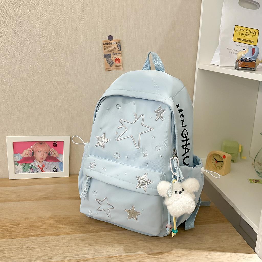 Schoolbag Japanese college style star printed schoolbag for women, large capacity, high value, junior and high school students, lightweight burden