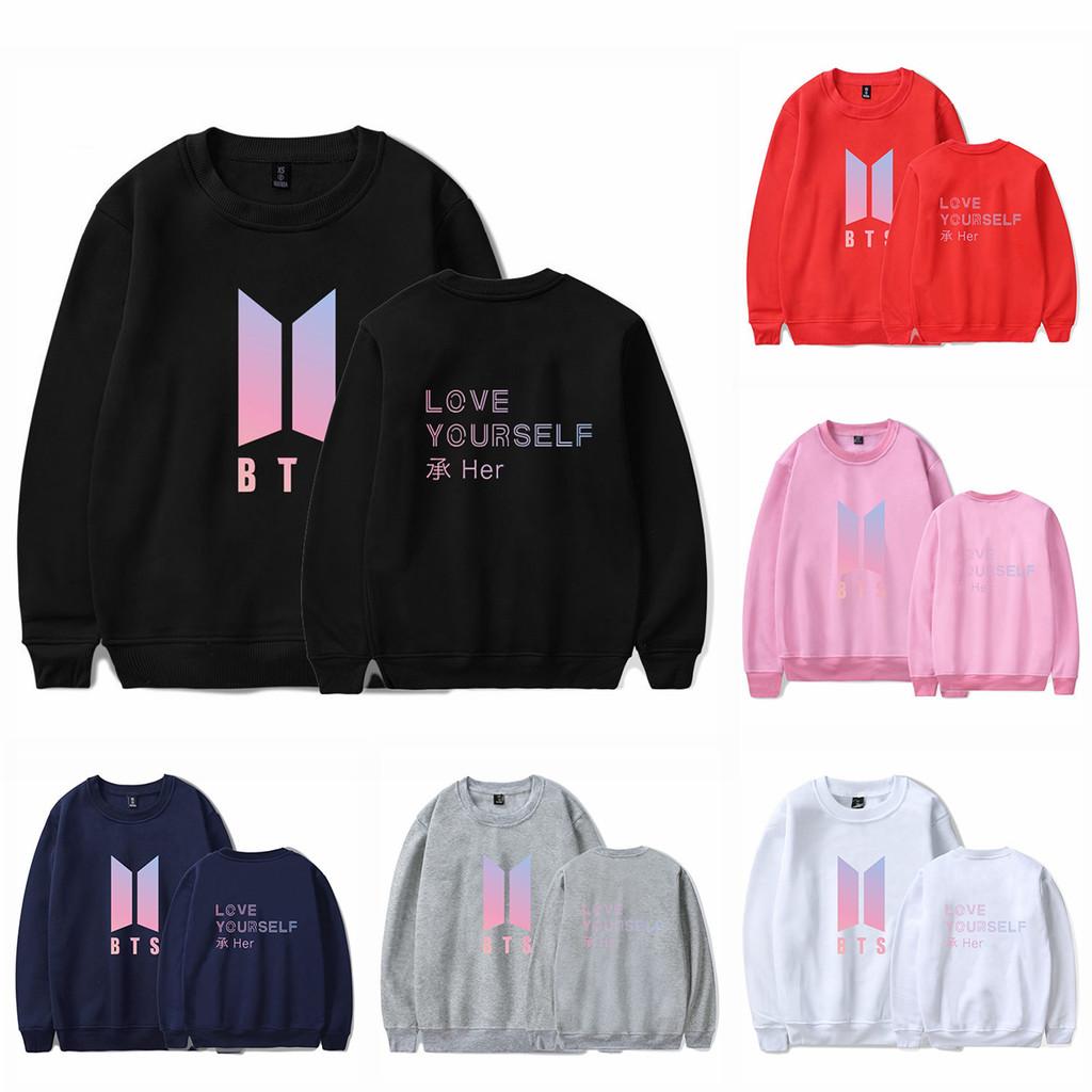 BTS-Sweatshirt mit Printmuster und Fleecefutter für jugendliche Fans