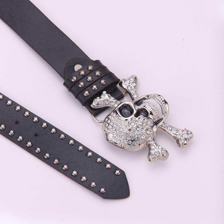 Original Dark Wind Punk Wind Snap Buckle Skull Button Head Belt Unisex Street Wind Rivet Belt Female