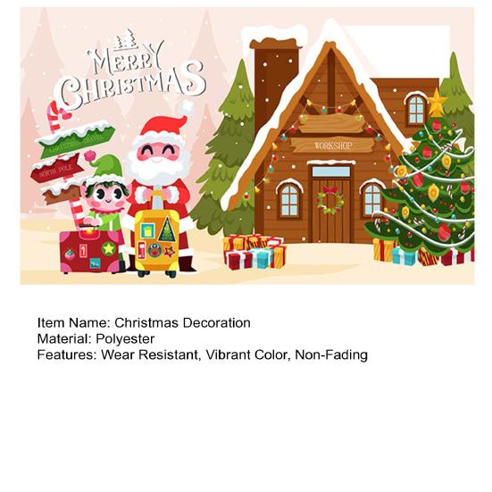 Xmas Tree Santa Claus Banner Background Party Decoration Vibrant Color Wear Resistant Christmas Backdrop Banner
