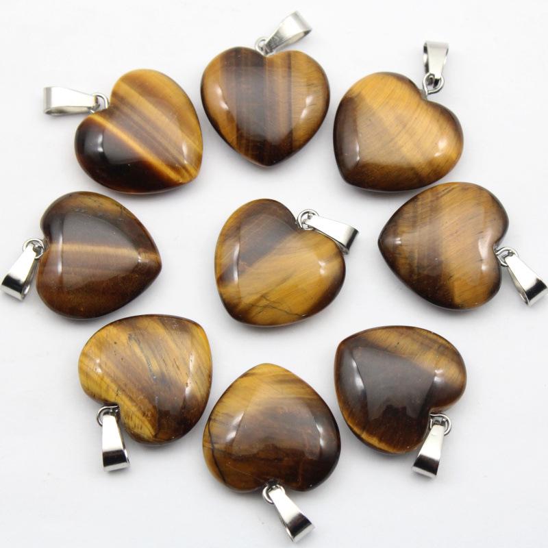 20MM Herzförmiger Naturstein Anhänger: Achat, Rosenquarz, Aquamarin, Pfirsichherz Schmuck