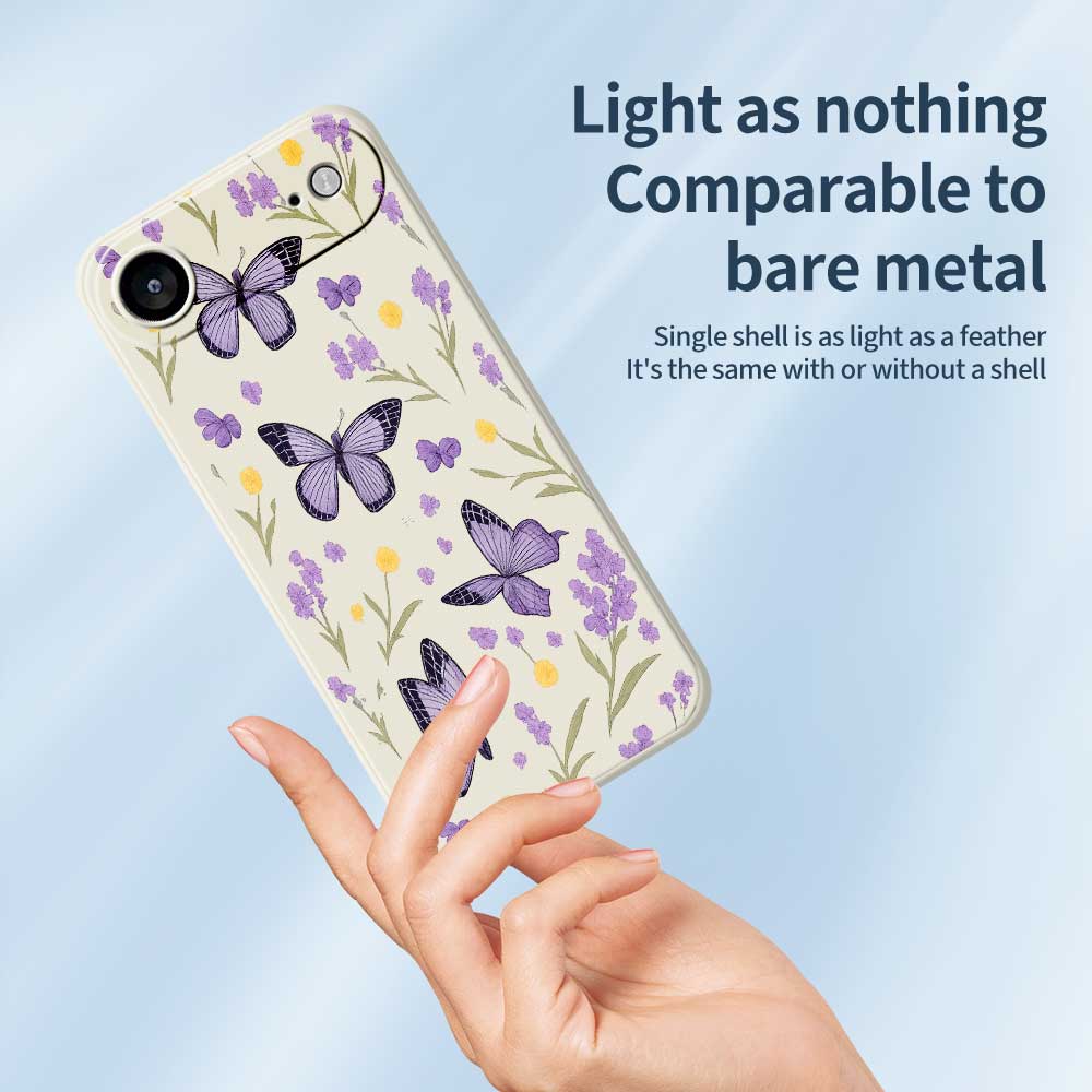 For iPhone 17 Air Case Purple Butterflies Pattern Printing Straight Edge TPU Phone Back Cover