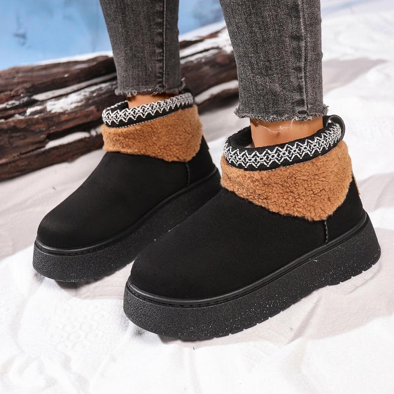 Large-sized Warm Snow Boots for Women, Short and Thick-soled Women's Boots, Cotton Shoes