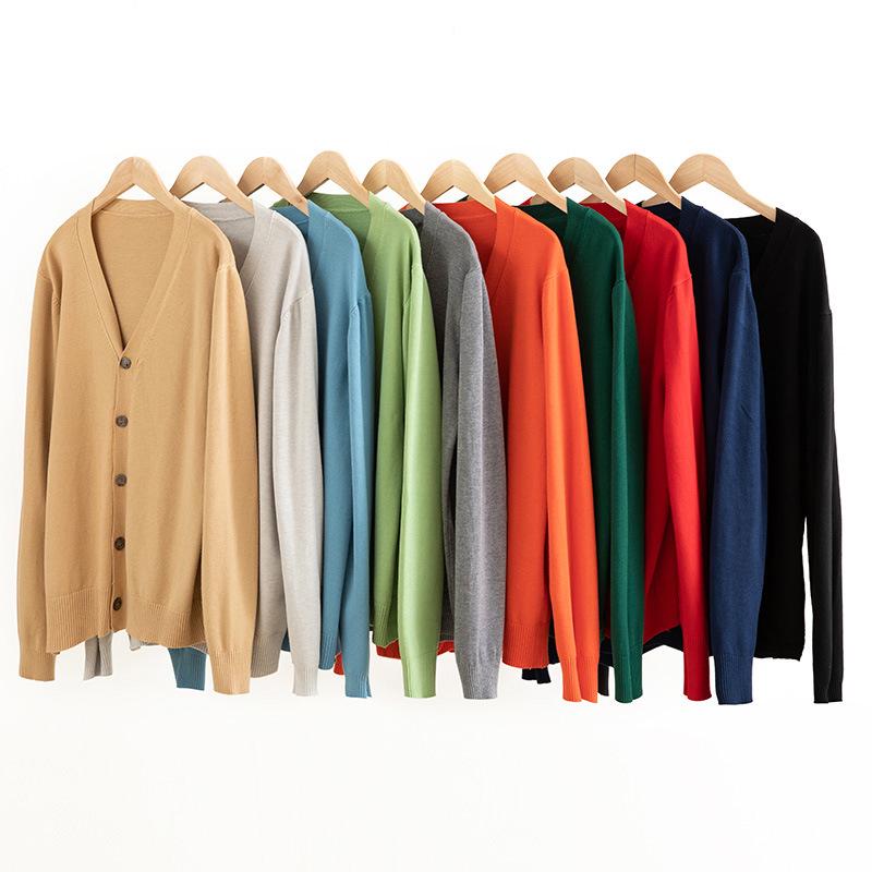 Men's Classic V-Neck Single-Breasted Korean-Style Loose Knit Cardigan Sweater