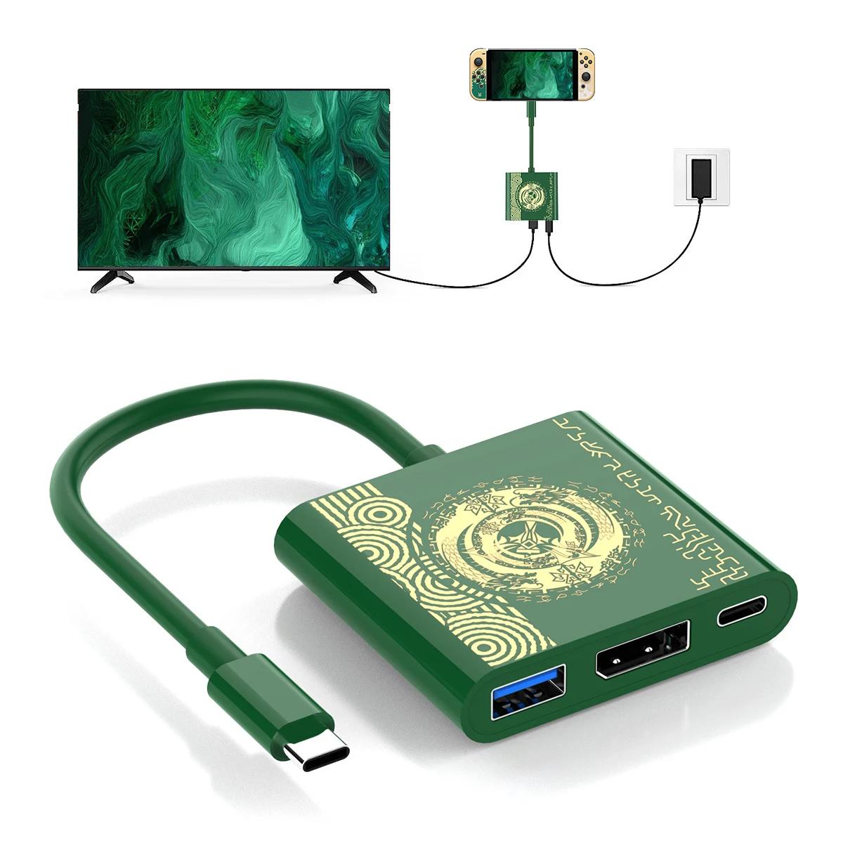 TV Dock Docking Station for Nintendo Switch/Nintendo Switch OLED Model 4K HDMI USB 3.0 Port and USB C Charging Travel Dock