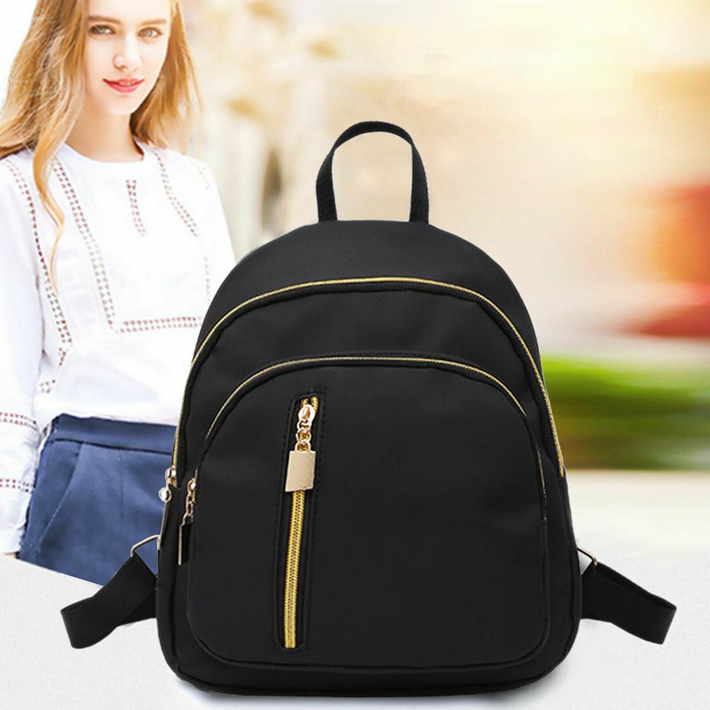 Stylish Women's Urban Chic Nylon Backpack Black Waterproof Lightweight Design