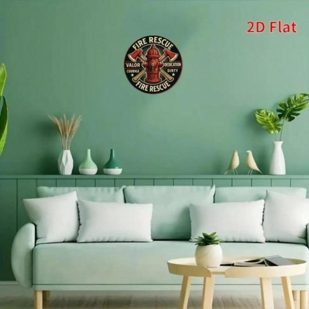 Vintage Fire Rescue Metal Sign Fire Hydrant Axes Design Indoor Outdoor Decor Wall Art for Bar Cafe