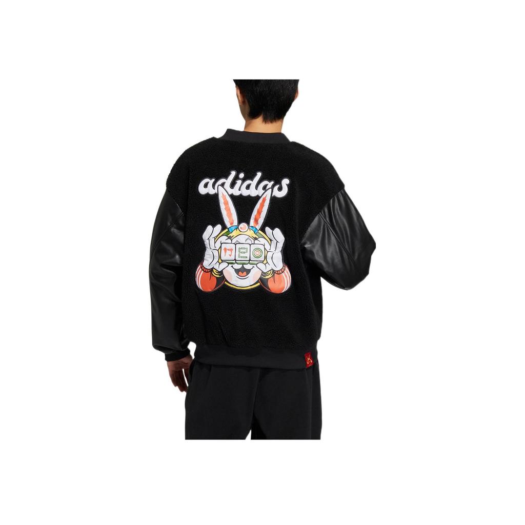 Adidas Neo U CNY Jacket Embroidered Fleece Baseball Uniform Unisex Jackets Black IA6903