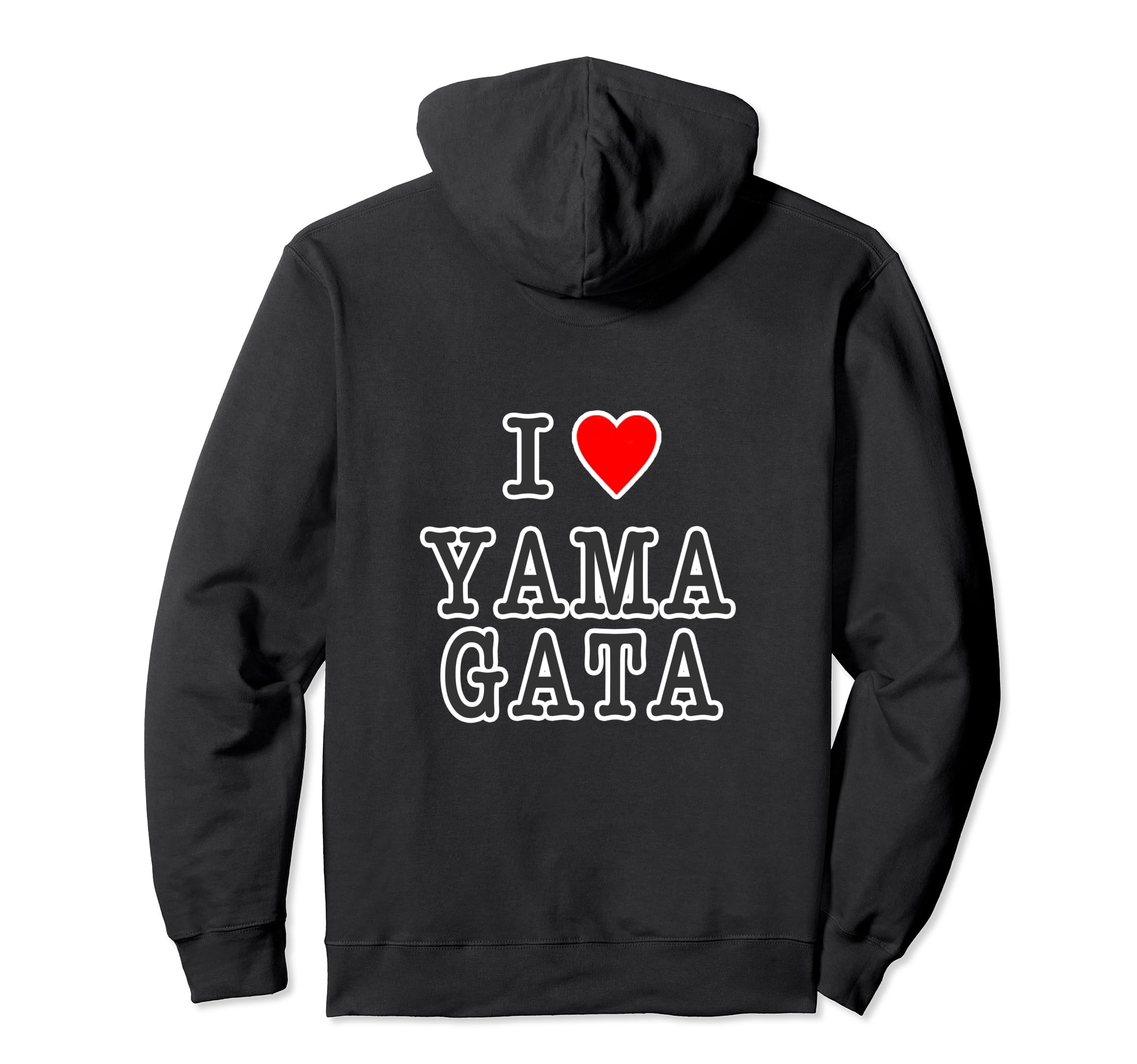 

Back print: I Love Yamagata (Heart) on the back. A great souvenir or gift. English hoodie.
