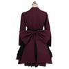 Long Sleeves Polyester Ruffle Dress with Bows, Women's Black and Red Gothic Dress for Women