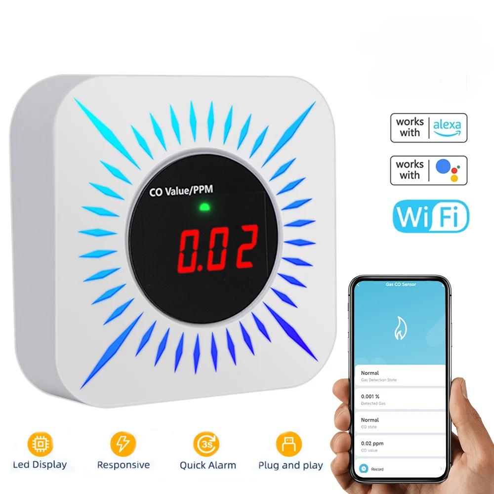 CO Combustible Gases Leak Detector Carbon Monoxide Gase Leakage Tester Gase Concentration Tester Air Quality Tester Liquefied Gas Smart Alarm for Home WIFI белый