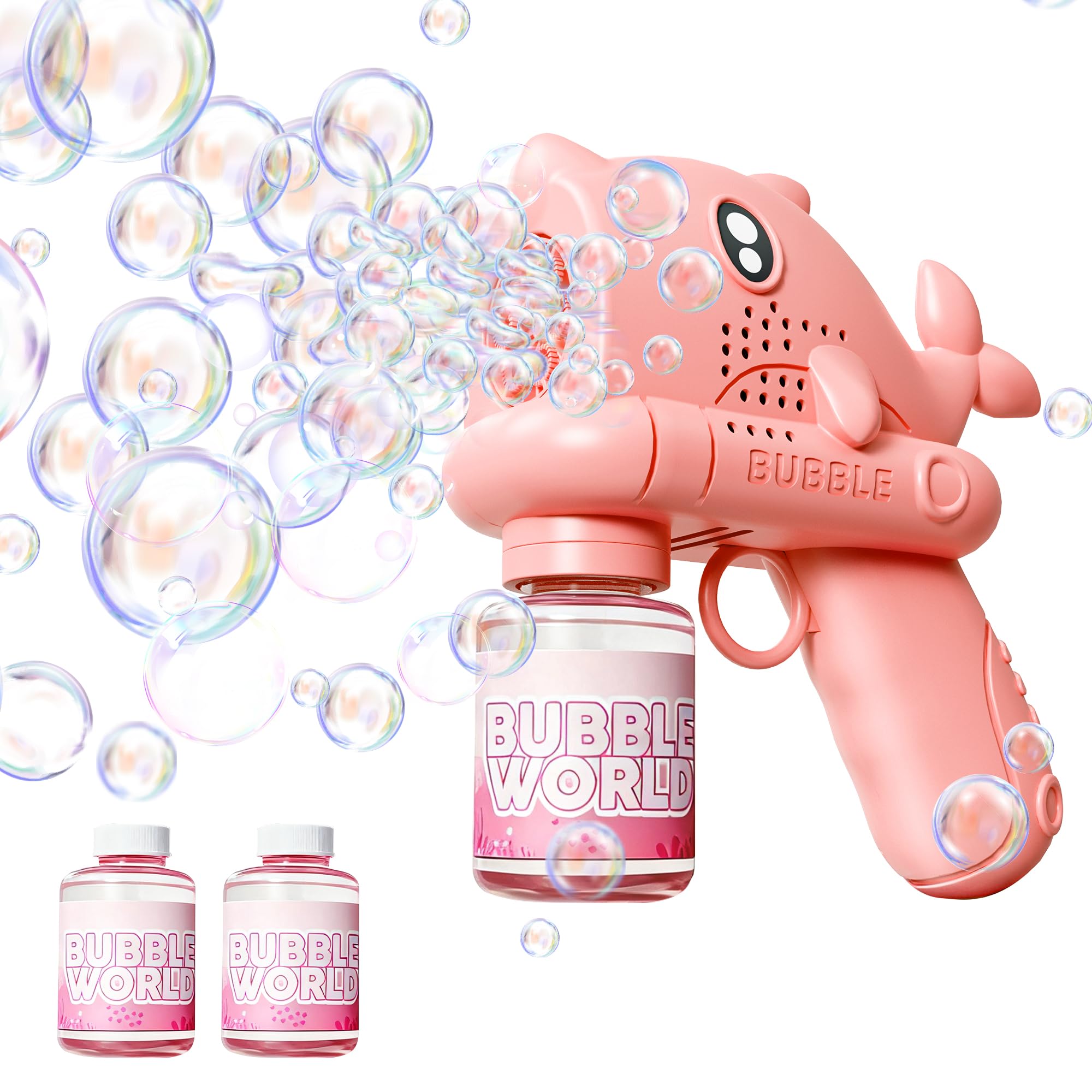 Zaahir Automatic Electric Bubble Gun [Cute Dolphin - 2025 New Release] 360° Leak-Proof, LED Light, 6 Bubble Holes, Shoots Massive Bubbles (6000+ per