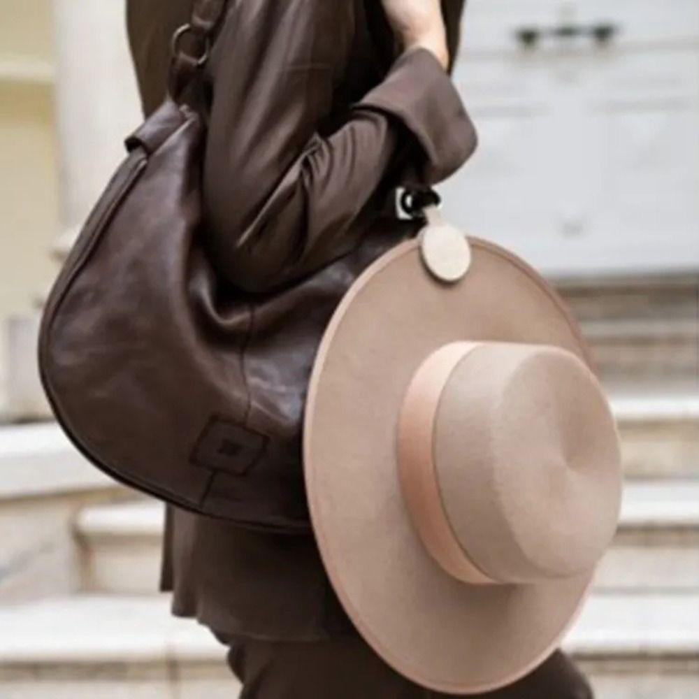 Round Magnetic Hat Clip New Hands-Free PU Leather Hat Holder Metal Buckle Ring Hat Bag Clips Outdoor