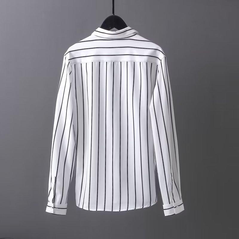 Spring And Summer Thin Section Collarless Linen Long-Sleeved Shirt Men'S Striped Round Neck Loose Casual Cotton Linen Shirt
