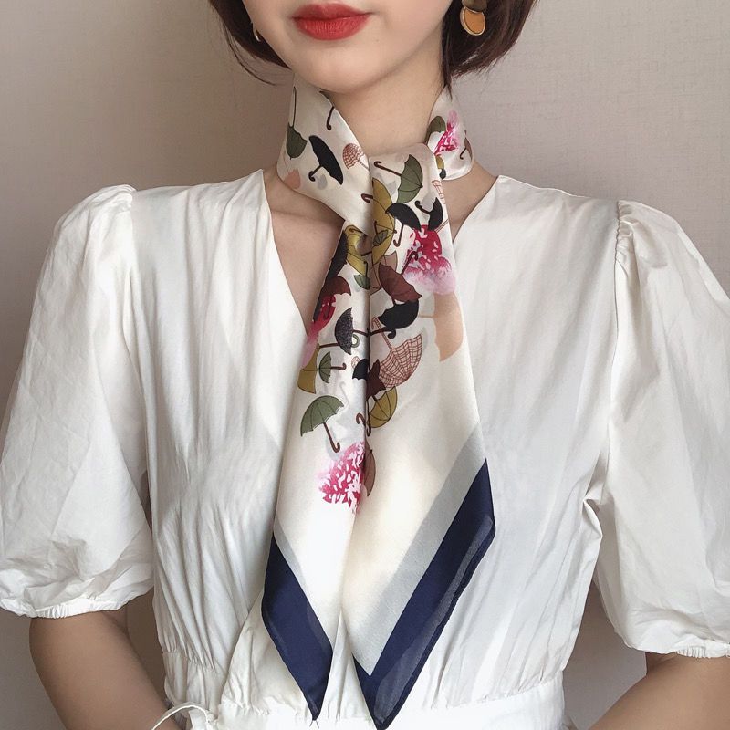 Small Square Silk Scarf Women's: Korean-style Perfect for Professional Looks Versatile as Spring/Autumn Decor Scarf & Summer Thin Necktie
